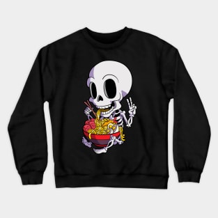 Kawaii Japanese Ramen Skeleton Halloween Anime Food Lovers Crewneck Sweatshirt